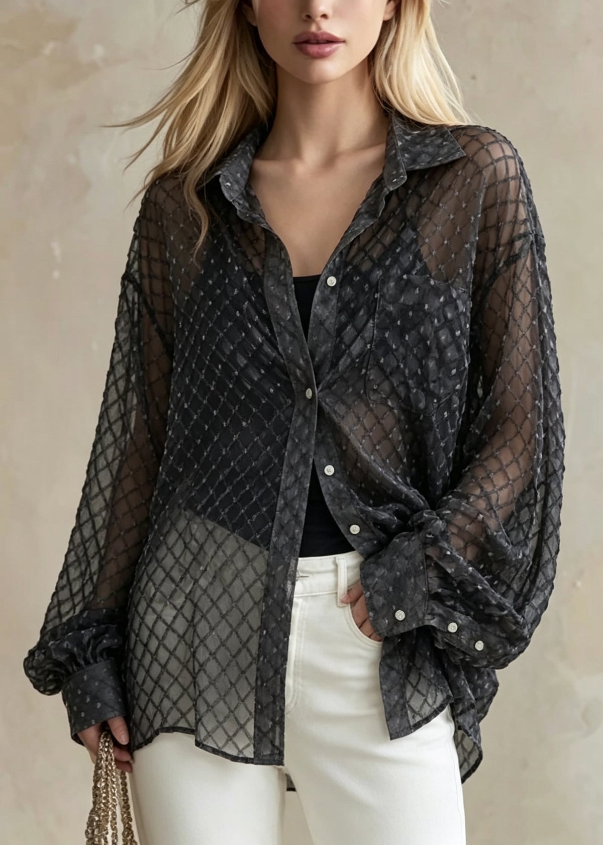 Loose Black Peter Pan Collar Patchwork Cotton Shirts Batwing Sleeve