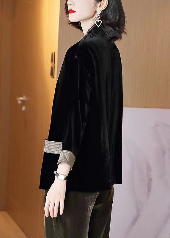 Loose purple V-Neck Pockets Silk Velour Cardigans Bracelet Sleeve