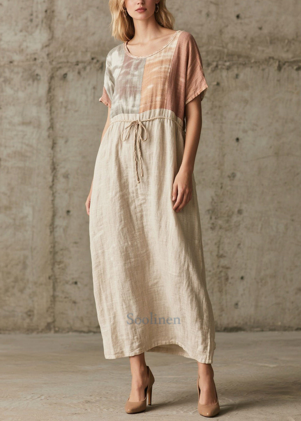 Loose White Tunic Patchwork Cotton Dresses Summer