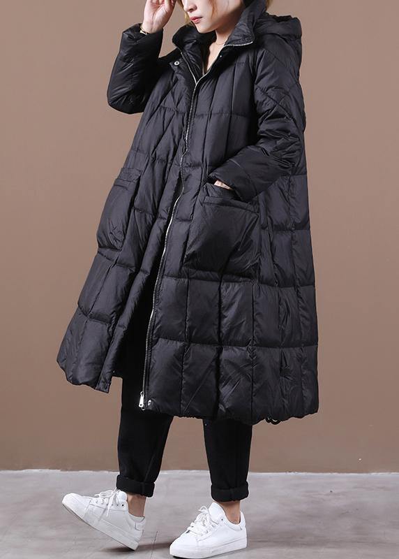 Luxury black warm winter coat plus size womens parka hooded zippered coats - SooLinen