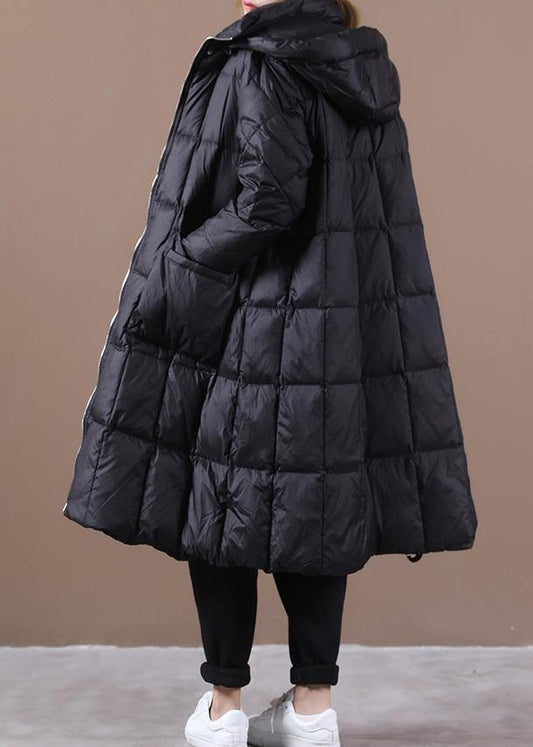Luxury black warm winter coat plus size womens parka hooded zippered coats - SooLinen