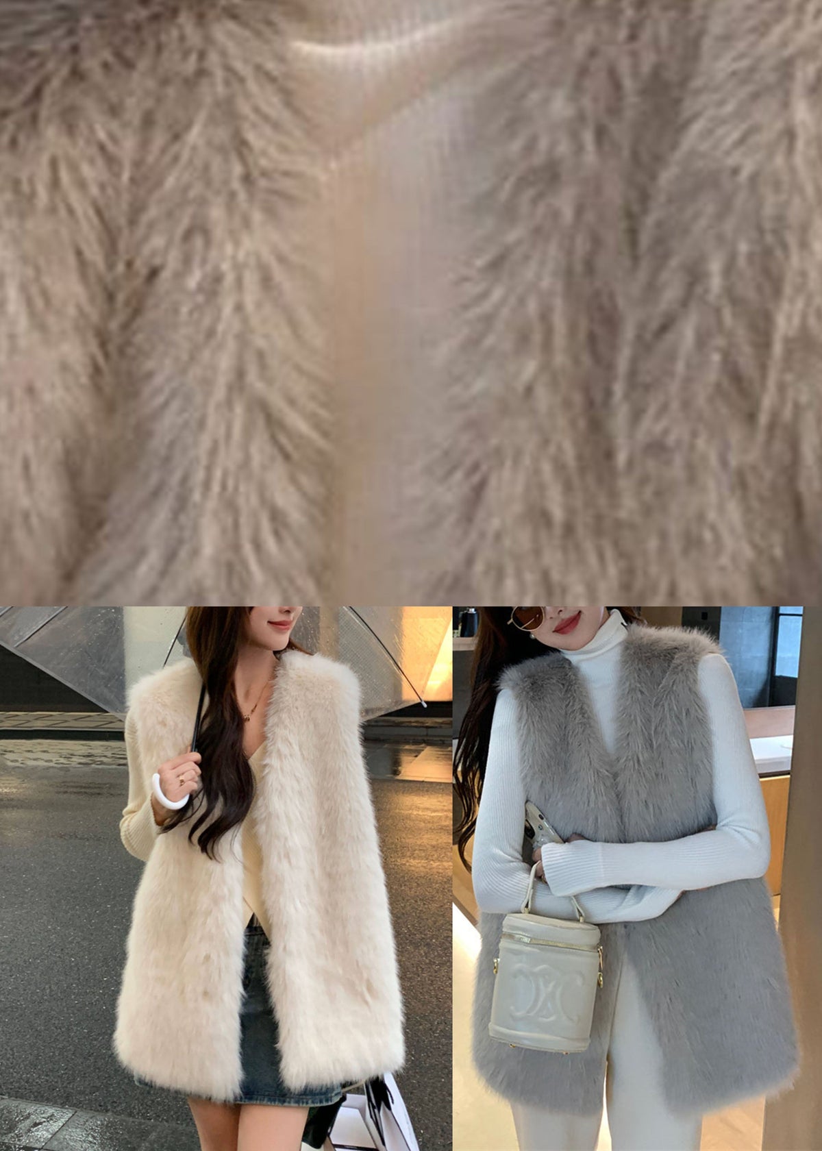 Milk White Patchwork Warm Mink Velvet Waistcoat Sleeveless