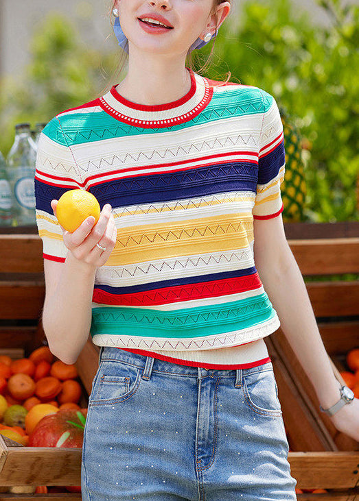 Modern Colorblock Oversized Striped Knit Tanks Summer