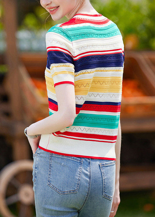 Modern Colorblock Oversized Striped Knit Tanks Summer