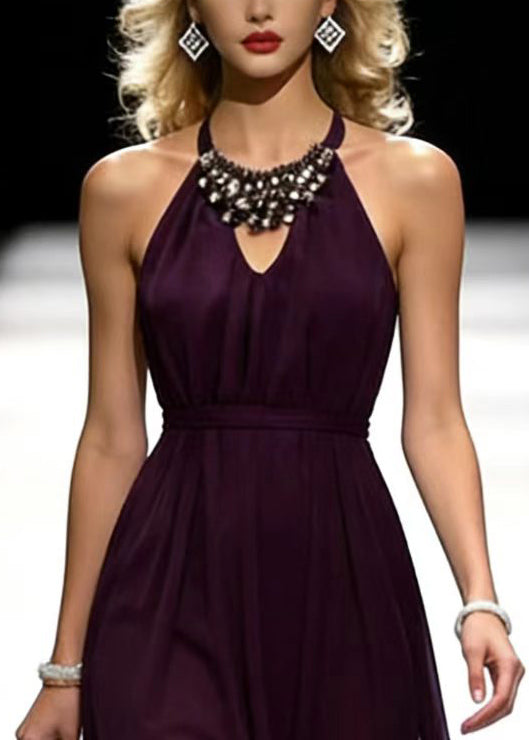 Modern Dull Purple Cold Shoulder Chiffon Vestidos Dress Summer