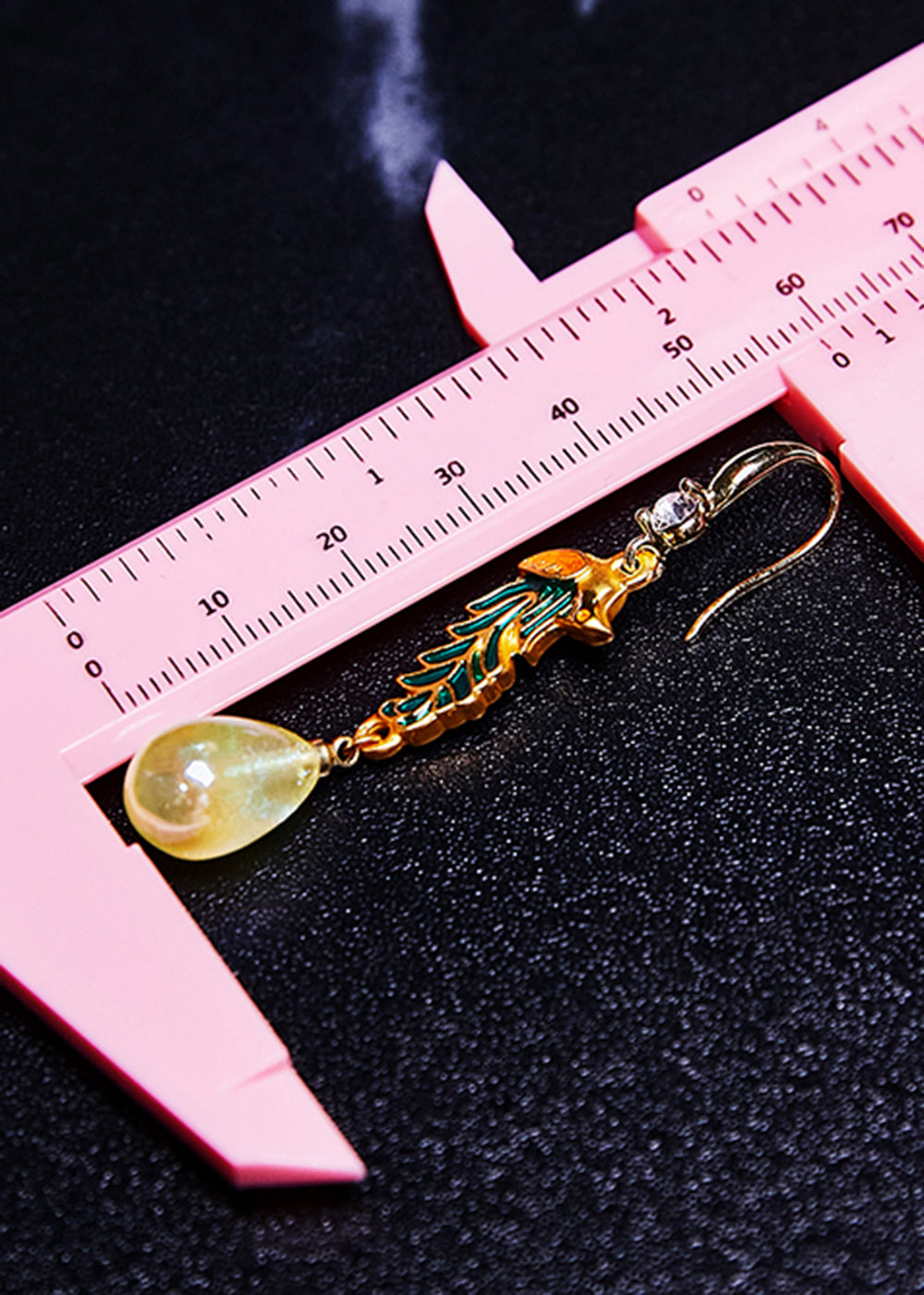 Modern Light Yellow Water Droplet Gilding Drop Earrings