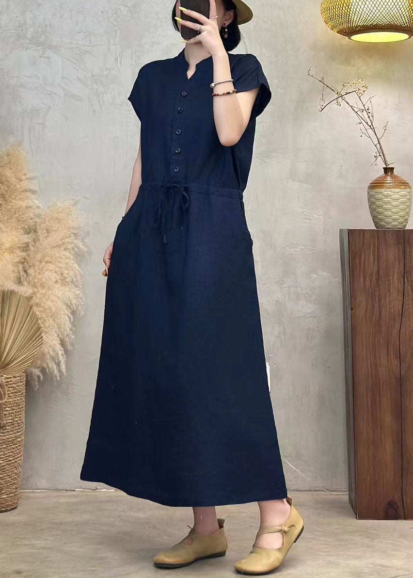 Modern Orange Cinched Linen Vacation Dresses Summer