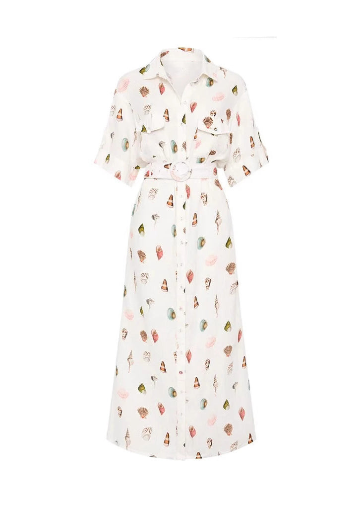 Modern White Peter Pan Collar Sashes Linen Maxi Dress Summer