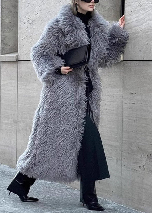 Modern White Peter Pan Collar Thick Warm Faux Fur Coats Winter