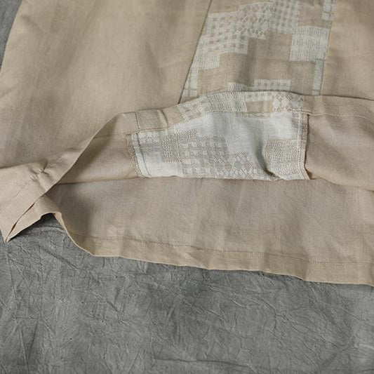 Modern linen cotton Robes 2025 Women Long Sleeve Loose Beige Autumn Dress