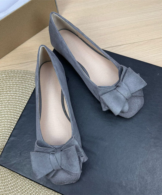 Mulberry Suede Penny Loafers Women Splicing Bow Plus Size
