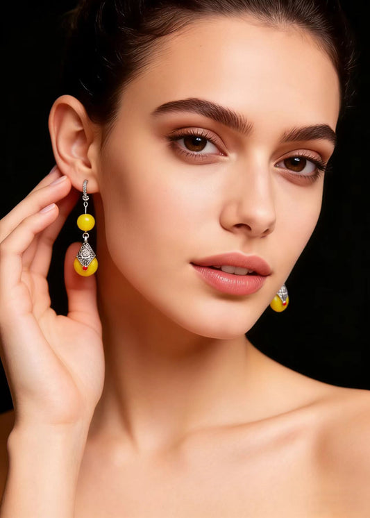 National Style Beeswax Zircon Drop Earrings