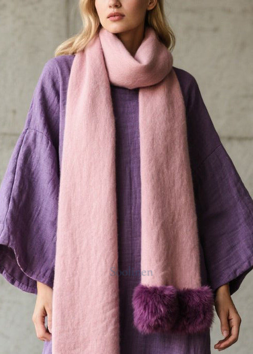 Natural Lavender Oversized Cotton Straight Dresses Fall