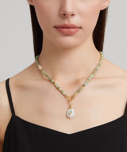 New Baroque Pearl Shell Pendant Necklace