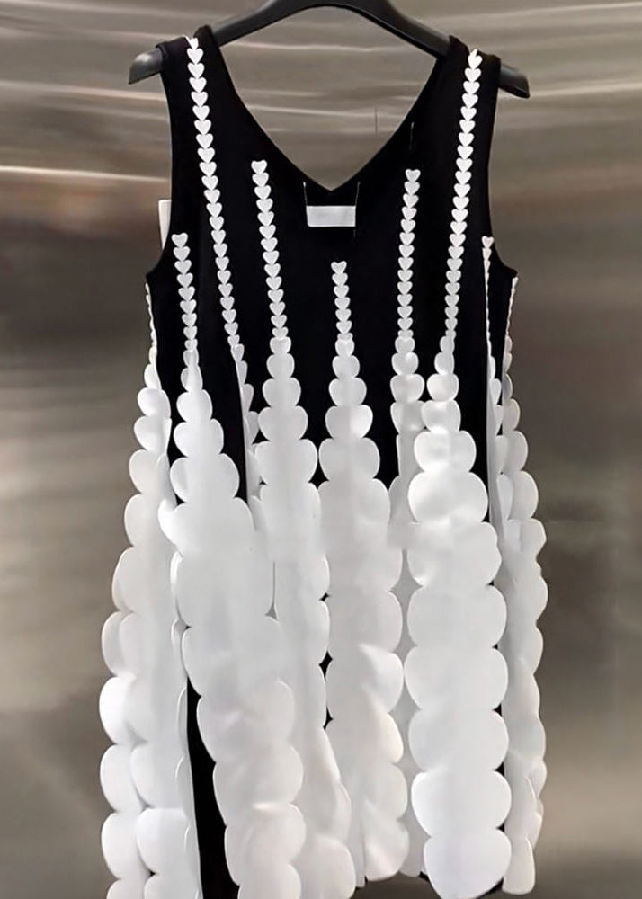 New Black Original Design Patchwork Dress Sleeveless