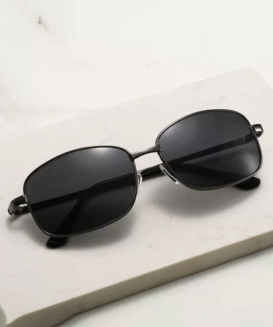 New Black Square Men's Polarized Metal Sunglasses
