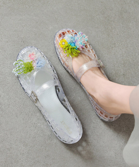 New Black Tassel Floral Splicing Hollow Out Sandals