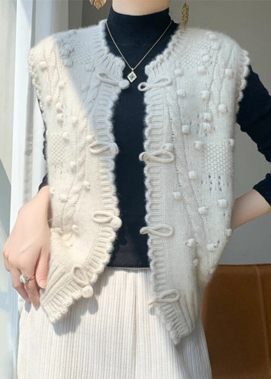 New Camel O Neck Button Cotton Knit Waistcoat Sleeveless