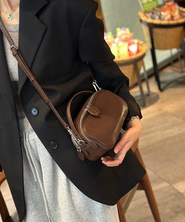 New Coffee Calf Leather Versatile Tote Camera Bag