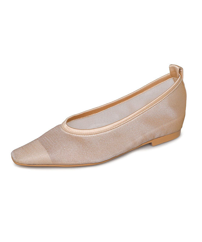 New Elegant Versatile Apricot Tulle Flats Shoes