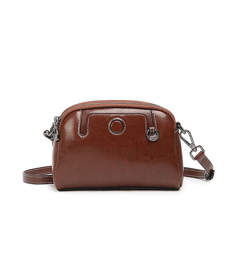 New Fashion Coffee Calf Leather Versatile Crossbody Bag