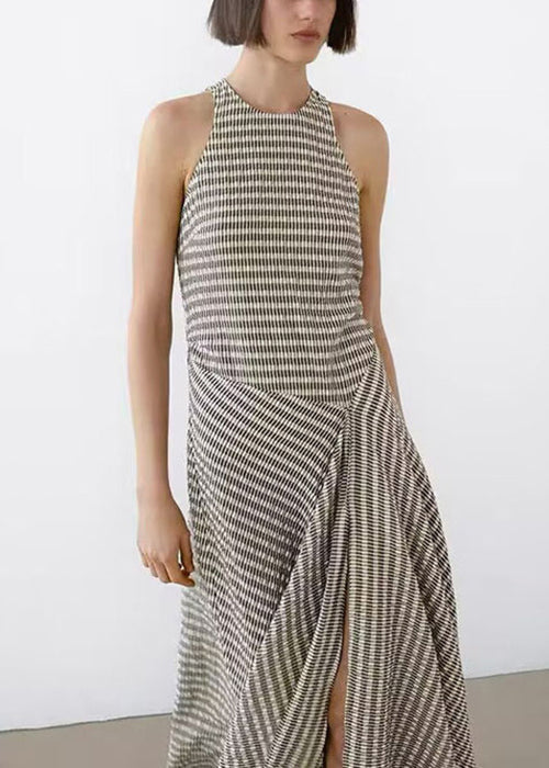 New O Neck Striped Original Design Cotton Long Dresses Sleeveless