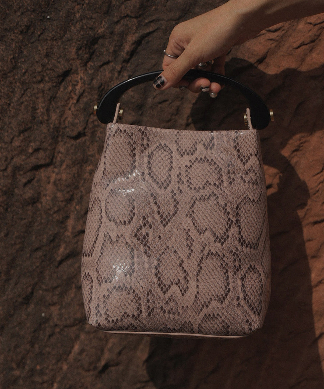New Style Navy Snake Patterned Calf Leather Tote Handbag