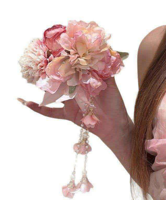 Novelty Pink Alloy Floral Tassel Hairpin