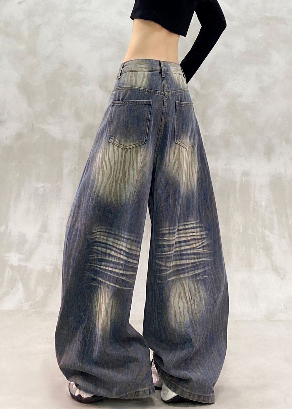 Organic Blue Pockets Tie Dye Wide Leg Jeans
