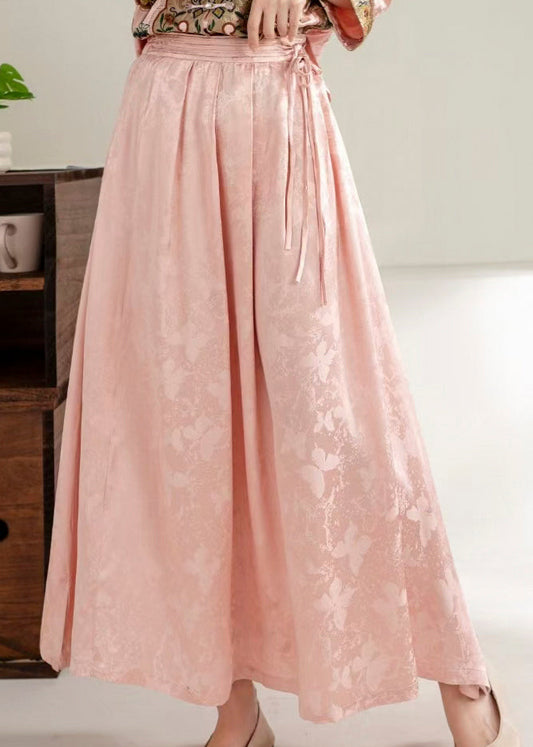 Organic Grass Green Jacquard Silk Holiday Skirts Spring