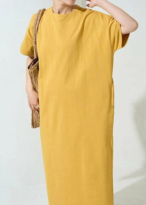 Organic Yellow Oversized Cotton Robe Dresses Summer