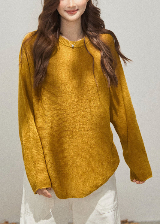 Organic Yellow Oversized Knit Cozy Sweaters Fall