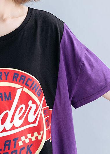 Organic o neck patchwork Cotton summer quilting dresses Photography black Dresses - SooLinen