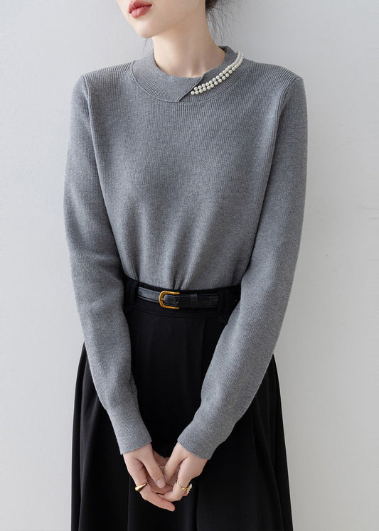 Original Design Black Nail Bead Warm Knit Sweaters Winter