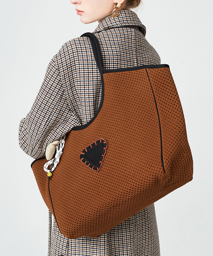 Original Design Chocolate Patchwork Large Capacity Cotton Women Handbag