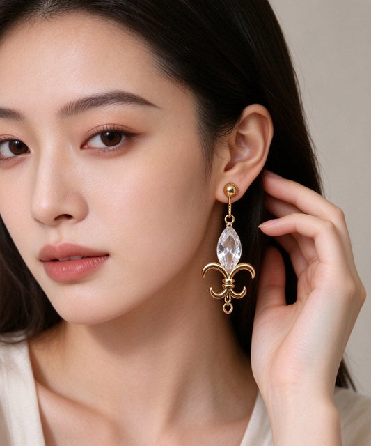 Original Design Gold Alloy Crystal Drop Earrings