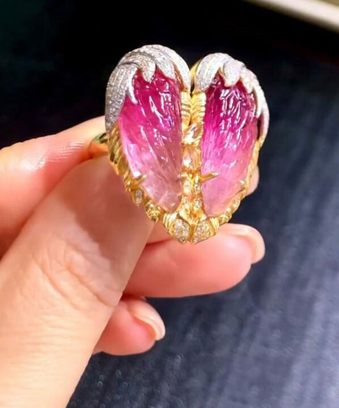 Original Design Gold Alloy Zircon Gem Stone Watermelon Rings