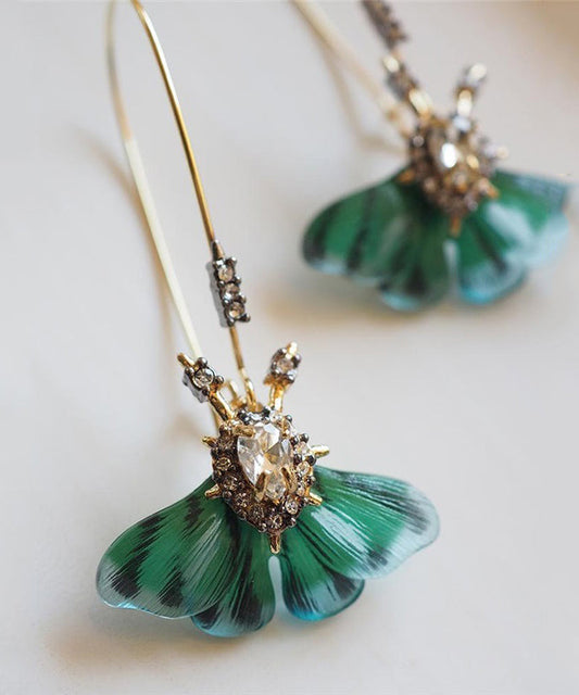 Original Design Green Copper Overgild Butterfly Hoop Earrings