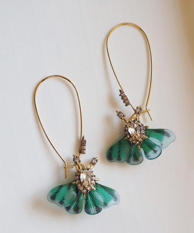 Original Design Green Copper Overgild Butterfly Hoop Earrings