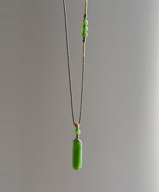 Original Design Green Weave Jade Pendant Necklace