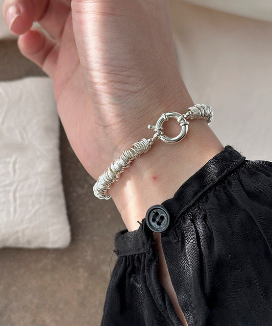 Original Design Silk Sterling Silver Circle Chain Bracelet