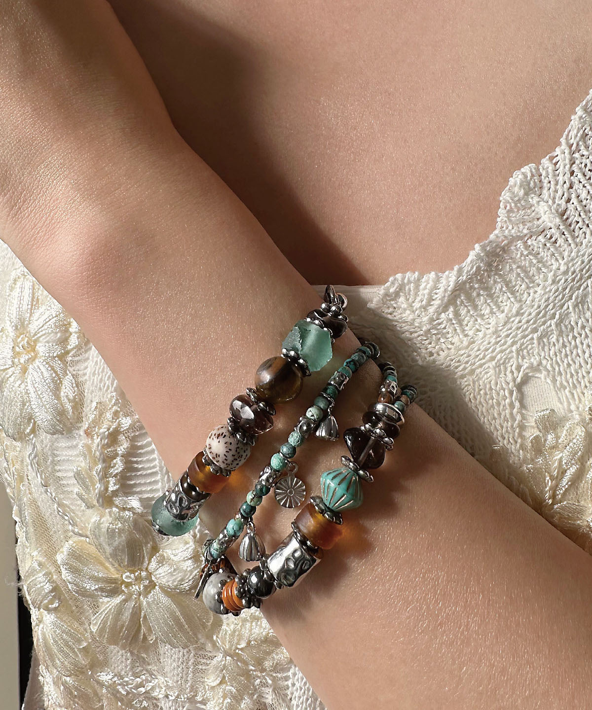Original Design Titanium Steel Colored Bead Bracelet