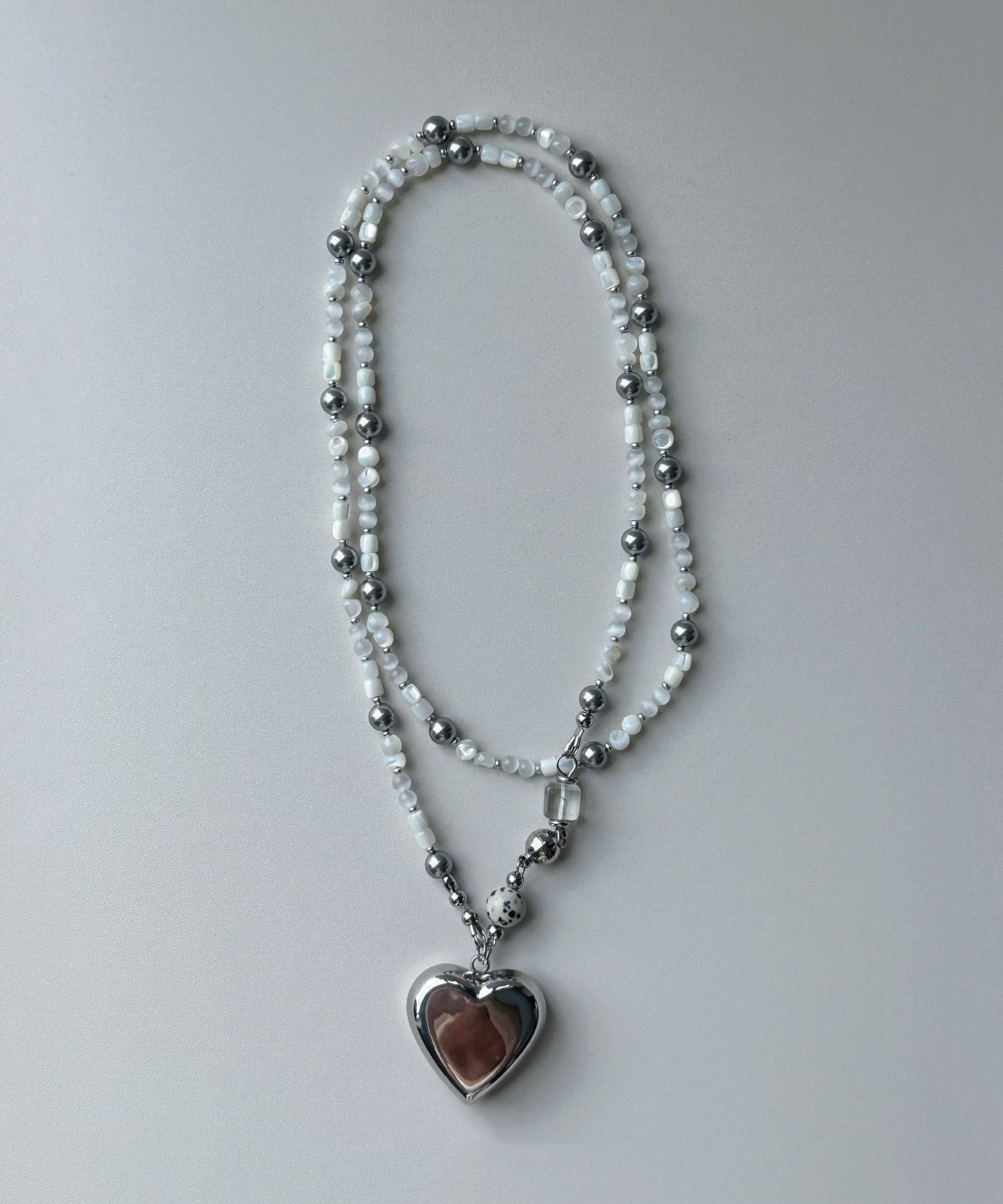 Original Design Titanium Steel Heart Pendant Crystal Long Necklace