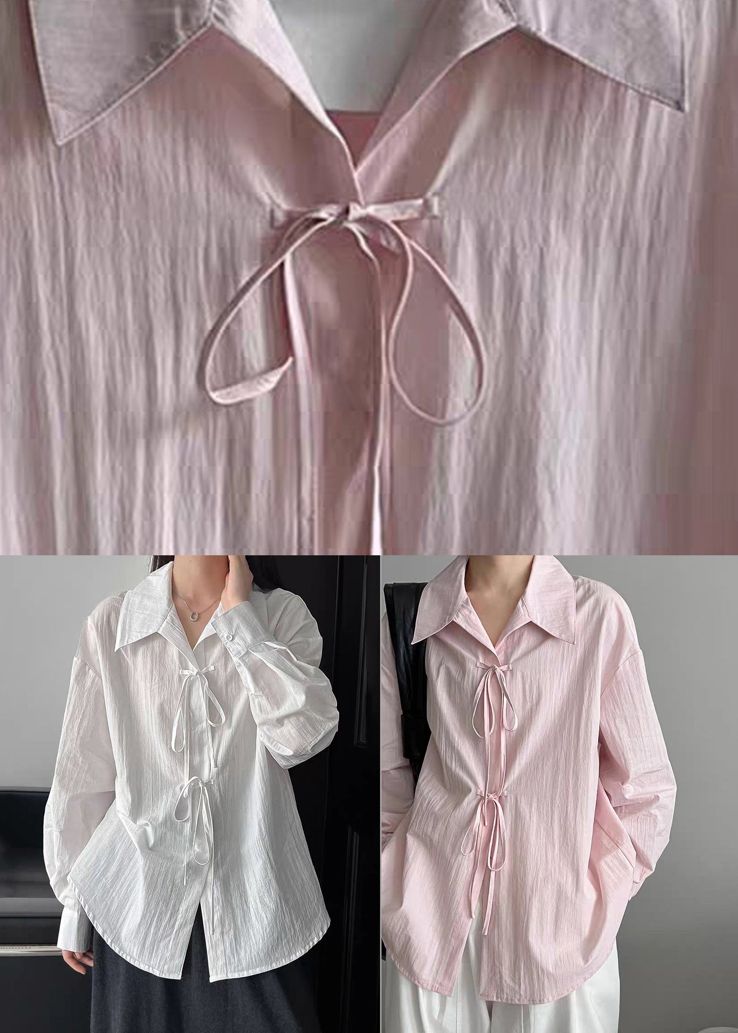 Pink Patchwork Top Peter Pan Collar Spring