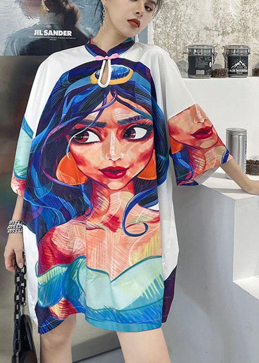 Plus Size Cartoon character Half Sleeve Vacation Dress Summer - SooLinen