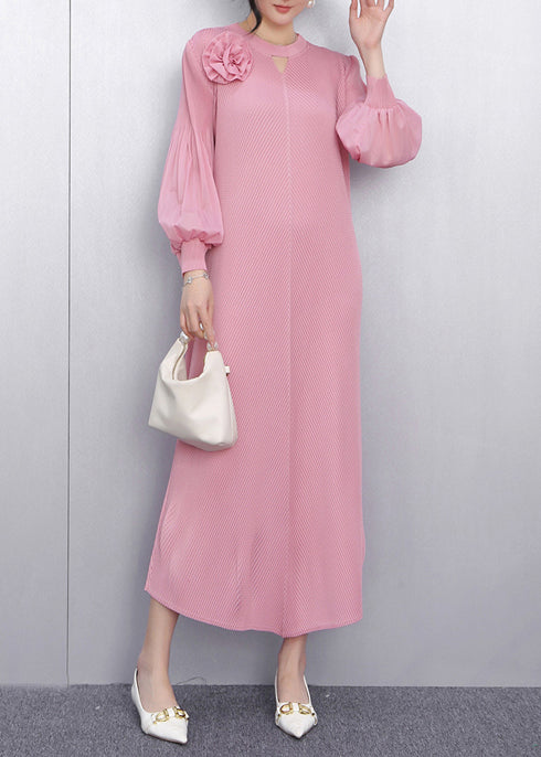 Plus Size Pink Floral Decorated Chiffon Party Dresses Summer