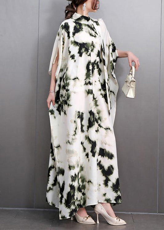 Plus Size Print Long Dresses Batwing Sleeve