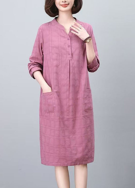 Plus Size Purple Jacquard Cotton Day Dresses Spring