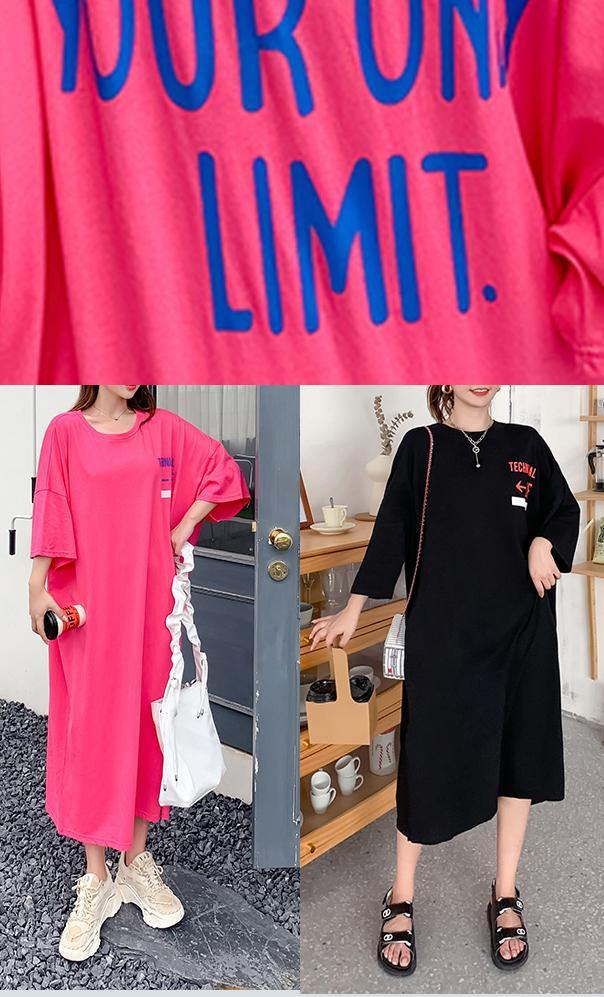 Plus Size Rose Graphic Cotton Long sleeve Summer Long Dresses - SooLinen