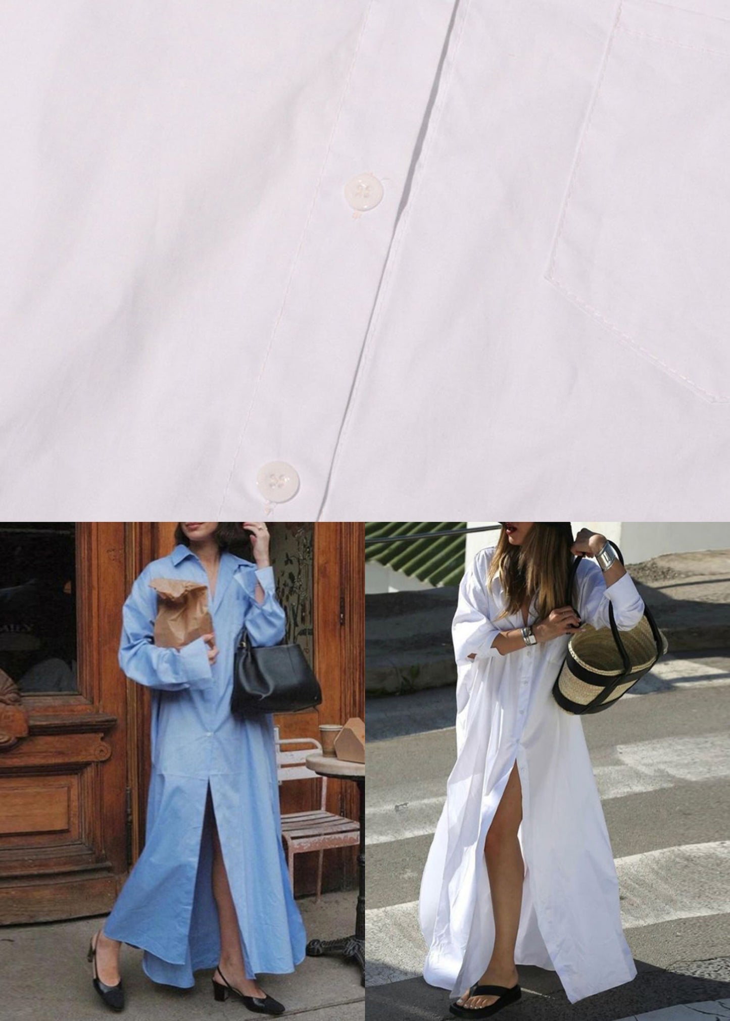 Plus Size White Peter Pan Collar Button Cotton Maxi Dress Fall